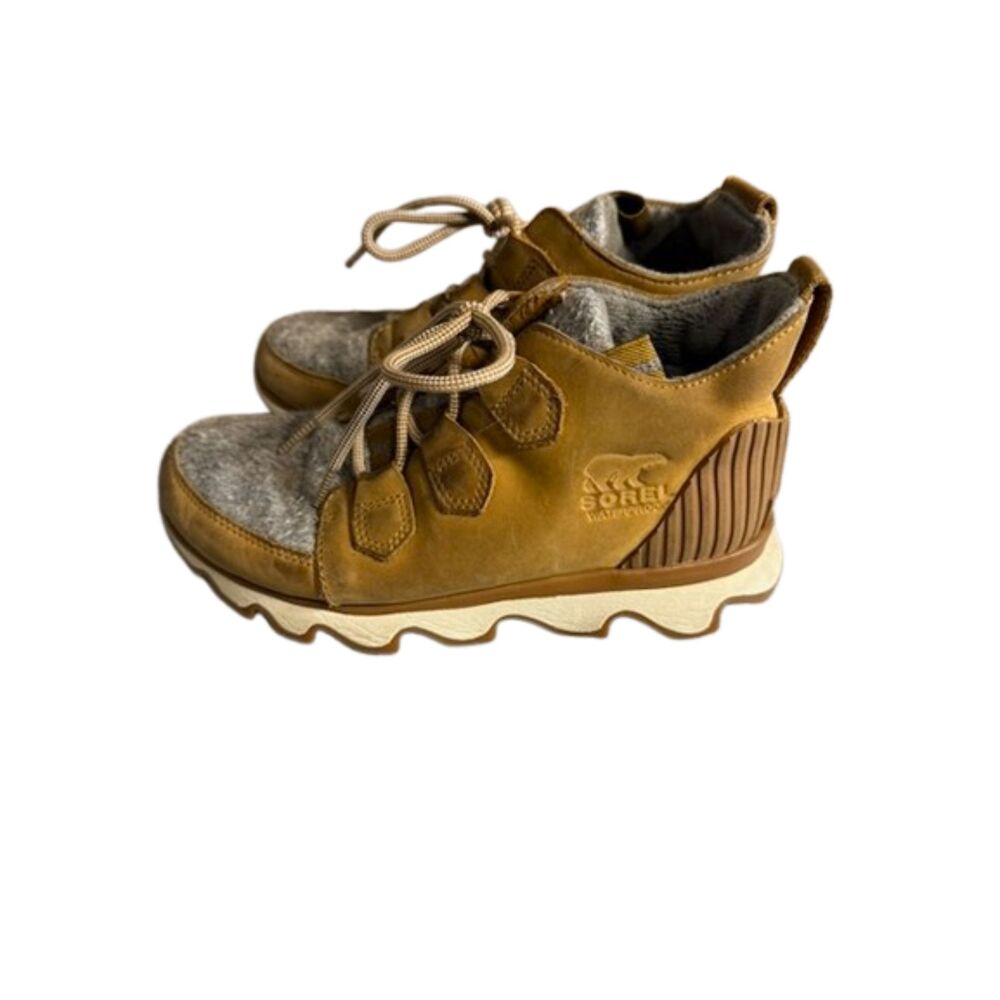 Sorel Kinetic Caribou Waterproof Boots Womens 6.5 Brown Leather Wool NL3372-224